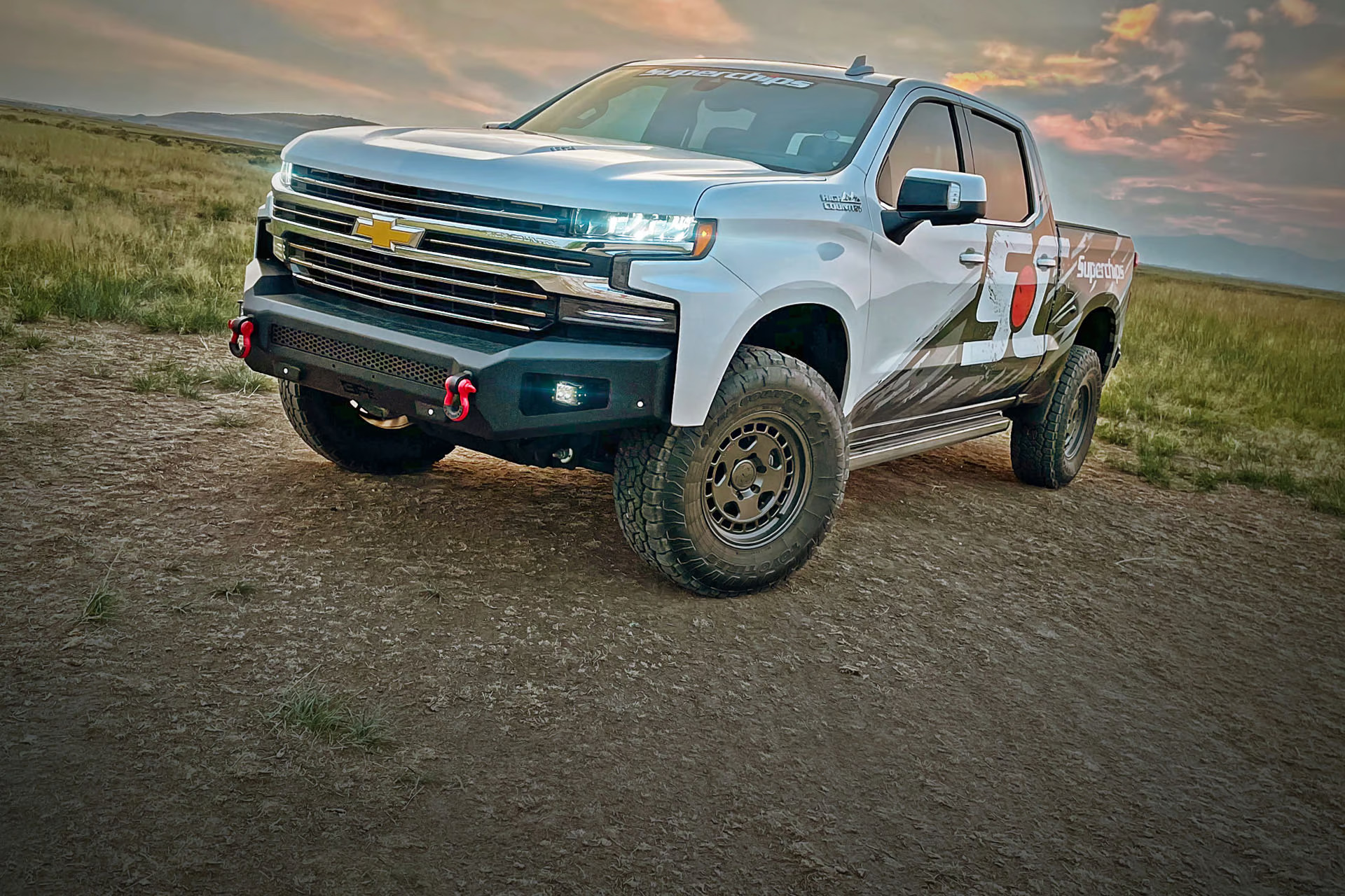 Modified pickup truck with performance accessories